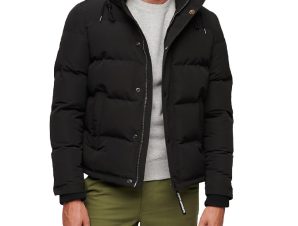 SUPERDRY EVEREST SHORT HOODED PUFFER M5011743A-12A Μαύρο