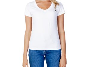 T-shirt με κοντά μανίκια Calvin Klein Jeans EMBROIDERY STRETCH V-NECK J20J213716